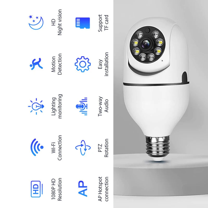 Lampadina Telecamera Wifi PTZ E27 Amzwn