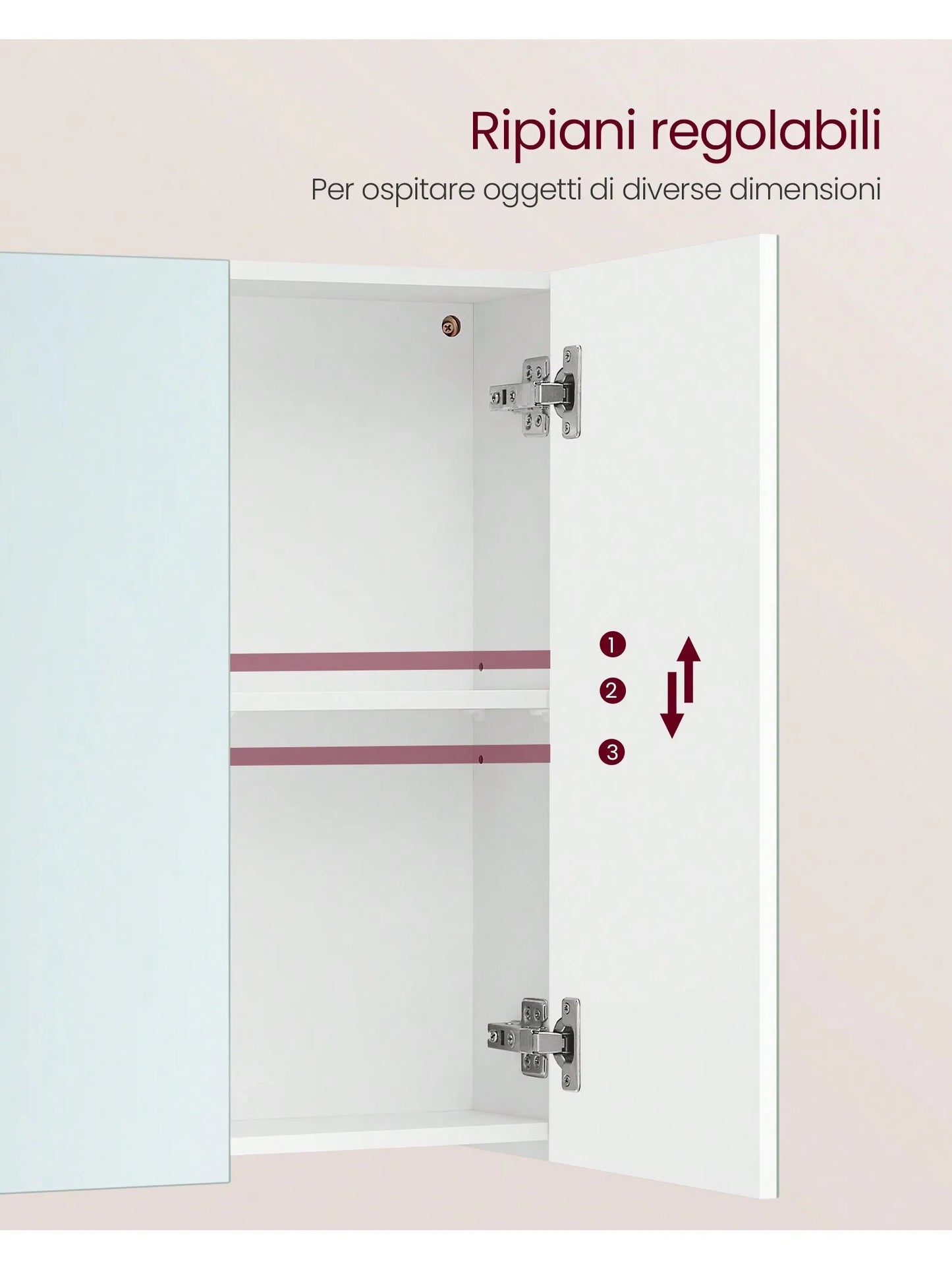 Mobiletto portaoggetti da parete per bagno VASAGLE