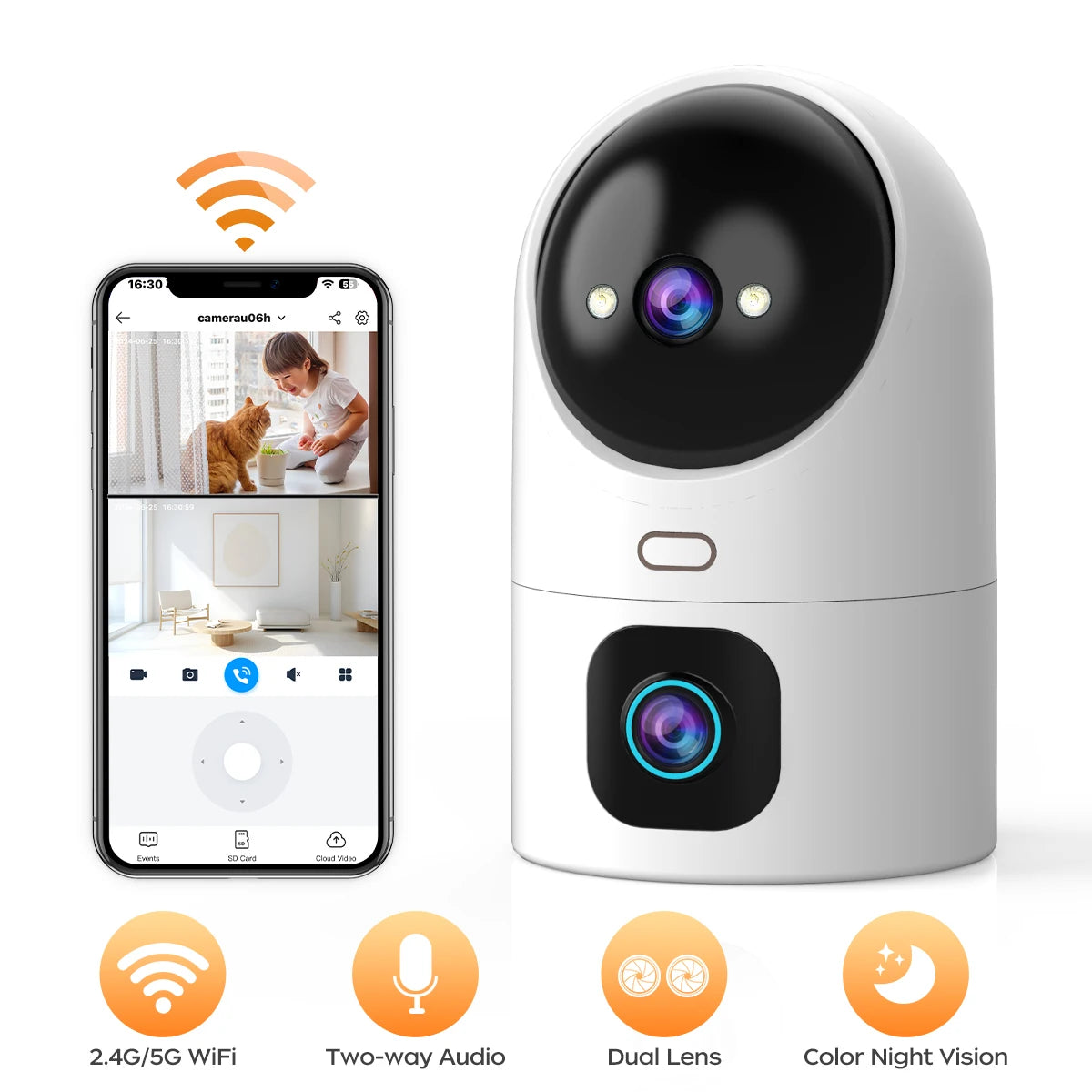 Telecamera IP HD 4K 5G WiFi doppia lente smart home Jooan