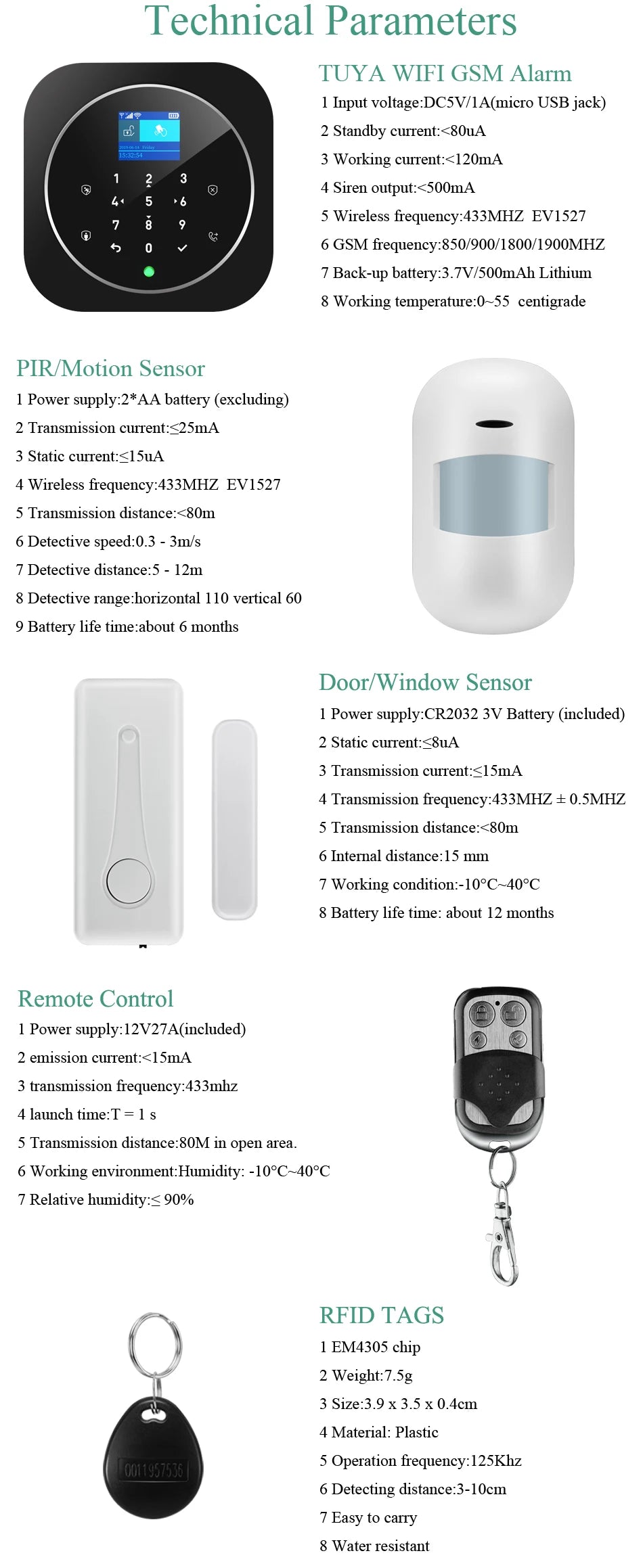 Nuovosistema di allarme WIFI Tuya W9B